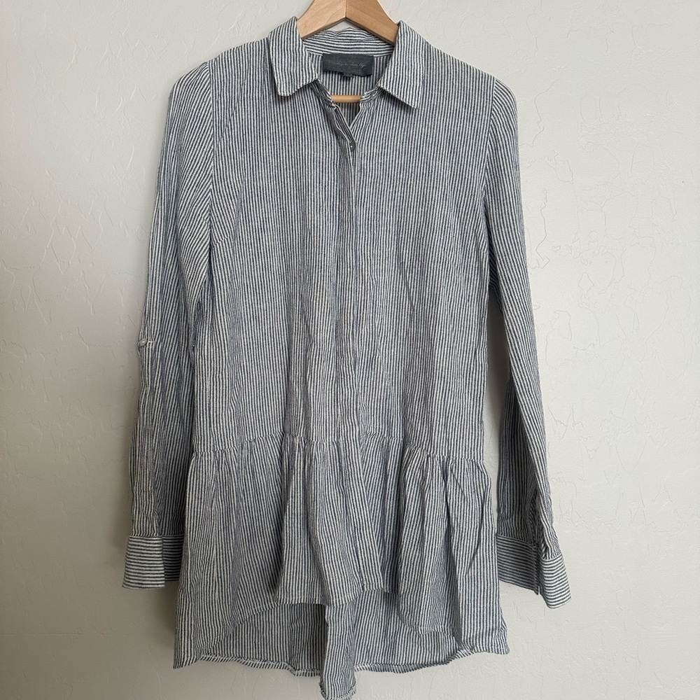 Anthropologie Sunday in Brooklyn Striped Button down Tunic Top Blouse S …